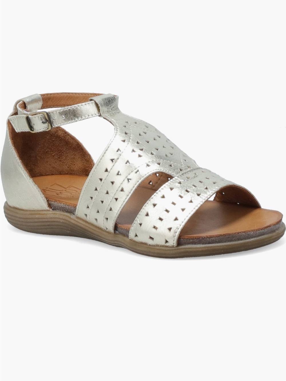 Miz Mooz Corvo Gold Perforated Leather Ankle-Strap Sandals EU 38 US 7.5-8 NIB